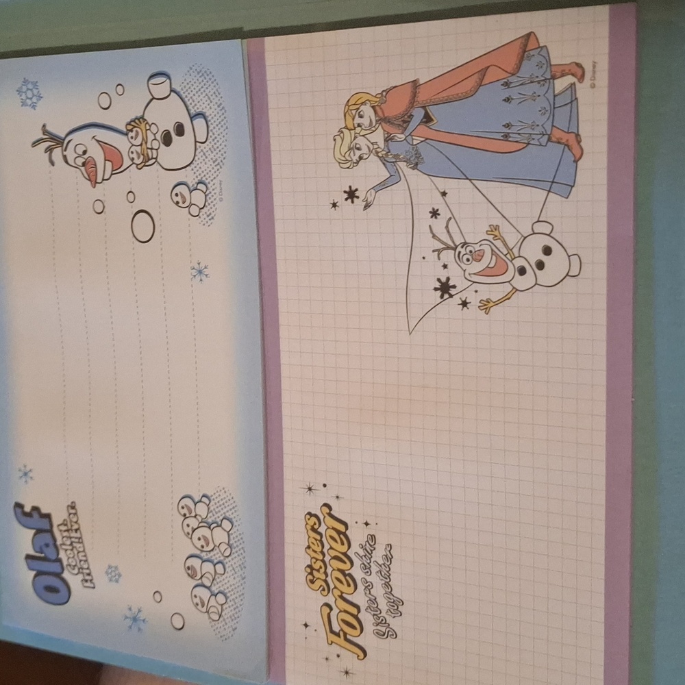 Disney Frozen Olaf Notebook Purple Anna Elsa Snow Sisters Sticky Notes Folder - Picture 2 of 5